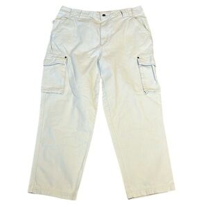 Vintage Y2K Timberland Baggy Cargo Pants Beige Heavy Cotton Utility Work 36x29